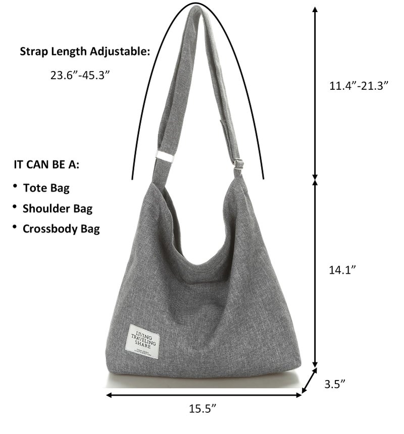 Covelin Women's Retro Large Size Canvas Shoulder Bag Hobo Crossbody Handbag Casual Tote Dark Sea Green - Image 3